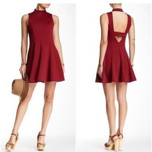 FREE PEOPLE Cha Cha Layla Choker Dress BURGUNDY